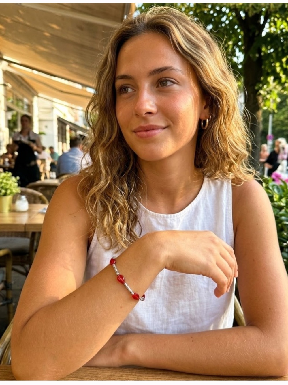 Carnelian Bracelet w/ silver plated findings. Can be worn by itself or stacked.